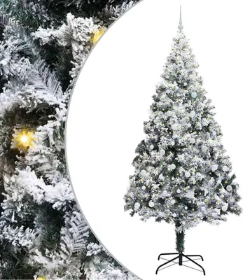 Image de vidaXL Sapin de Noël artificiel avec 300 LED avec support blanc 240 cm