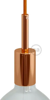 Image de Kit Creative-Cables : douille E27 cylindrique en métal avec serre-câble de 7 cm - Cuivre