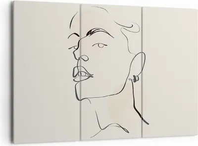 Produktbild von Bild auf Leinwand - Leinwandbild - 3 Teile - Minimalismus Porträt Linie - 165x110cm - Wand Bild - Wanddeko - Wandbilder - Leinwanddruck - Bilder - Wanddekoration - Leinwand bilder - CE165x110-4815