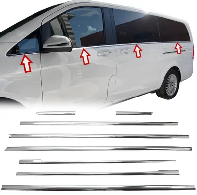 Produktbild von Listwy okienne ze stali nierdzewnej pasujące do MB V-Class Vito wersja długa | W447 | od 2014&gt; | jedne drzwi przesuwne