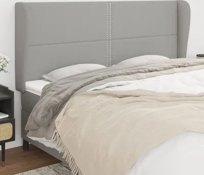 Produktbild von "Rabatt" Bettkopfteil modern - Kopfteil für Bett - mit Ohren Hellgrau 203x23x118/128 cm Stoff - Kopfteile CC4192