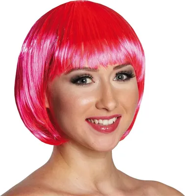 Produktbild von Damen Perücke Trixy Pink Bob Kurzhaar Karneval Kostüm Zubehör