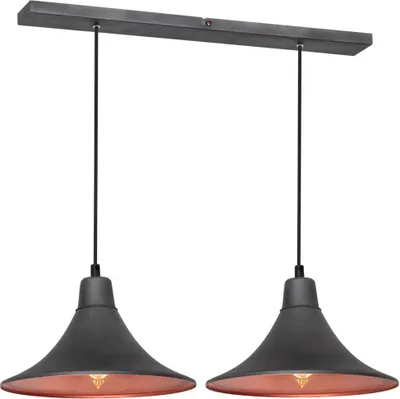Immagine prodotto di Lampada a sospensione Nani in nero e rame, 2xE27x60W, metallo, dimensioni: 70x56x25 cm, IP20, Aldex