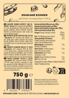 Produktbild von KoRo I Geröstete und gesalzene Edamame Bohnen 750 g