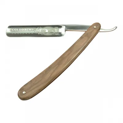 Produktbild von GOLDDACHS Rasiermesser, Kohlenstoffstahl, Olivenholzgriff, Halbhohlschliff, mit GOLDDACHS Logo