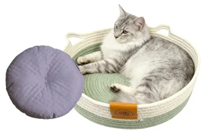 Image de Lit rond pour chat, lavable, avec coussin