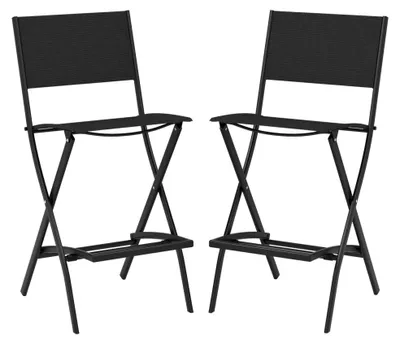 Produktbild von Klappbare Barhocker, 2er-Set, Rückenlehne und Fußstütze aus Stoff