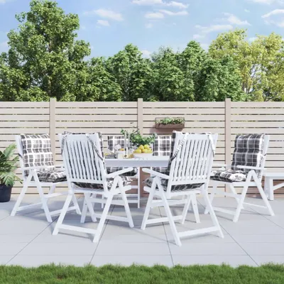 Produktbild von Möbel Niedriglehner-Auflagen 6 Stk. Grau Karomuster Oxford-Gewebe - Gartenmöbelauflagen 377715