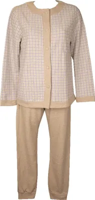 Produktbild von RAGNO Damen-Pyjama vorne offen, Baumwolle, Öko-Fleece, Milan-Stich, warme und weiche Winterhose mit Bündchen, Artikel DM13N6, Taglia 48, Cotone 46%,Poliestere 54%