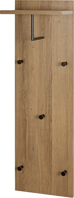 Produktbild von Wandgarderobe >37148< in eiche, schwarz, MDF, Metall - 30x100x20cm (BxHxT)