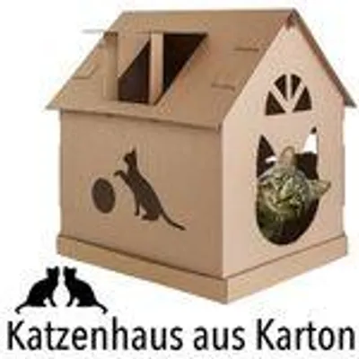 Produktbild von Katzenhaus Katzennest Katzenhöhle Haus aus Pappe Kartonhaus Spielhaus für Katzen Katzenburg Katzenturm Petigi Katzenmöbel Kratzmöbel Katzenpapphaus