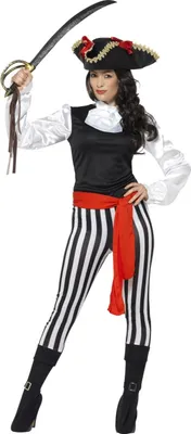 Produktbild von Smiffys Damen Kostüm Fasching Karneval Piraten Lady Oberteil Hose Stiefel Überzieher