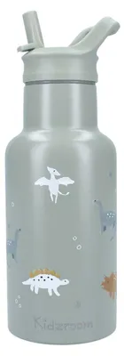 Obrázok produktu pre Detská fľaša na vodu Kidzroom 350 ml z nehrdzavejúcej ocele so slamkou