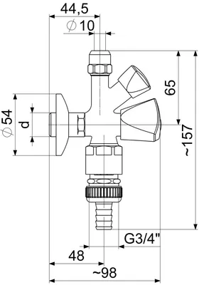 Produktbild von Schlösser Armaturen KOMBI-ECKVENTIL, NICHT SELBSTD. RB, SV, 3-KT.GR, 1/2", POL.VERCHROMT