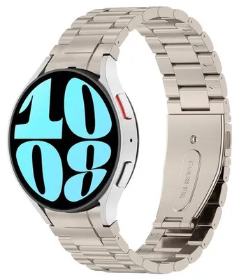 Produktbild von By Qubix Edelstahlarmband mit Anschlussknopf  - Titaniumfarbe - passend für Samsung Galaxy Watch 4 - 40 mm & 44 mm