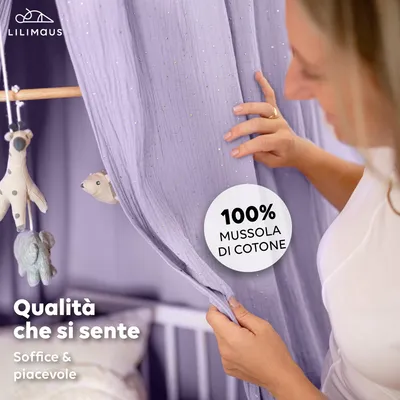 Immagine prodotto di Baldacchino Lilla con applicazione dorata - Cielo letto per cameretta