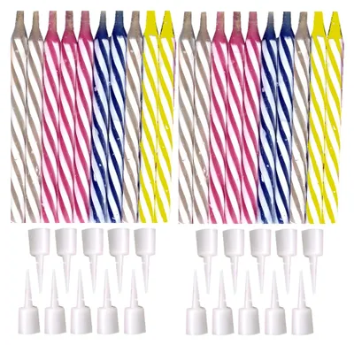 Produktbild von 2 x 10 wiederanzündbare Geburtstagskerzen mit Halter