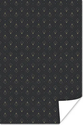Produktbild von MuchoWow® Poster Art Deco - Geometrische Figuren - Gold - Schwarz 120x180 cm - Kunstposter