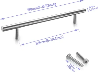 Produktbild von Yakimz 10X Stangengriff Möbelgriffe Türgriff Schrankgriff Küchengriff Griffe Edelstahl 188x128 Ø10MM