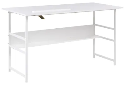 Produktbild von BELIANI Schreibtisch Weiß Faserplatte Rechteckig 140 x 60 cm Neigbare Tischplatte Modernes Design Büro Homeoffice Zeichentisch Bürotisch