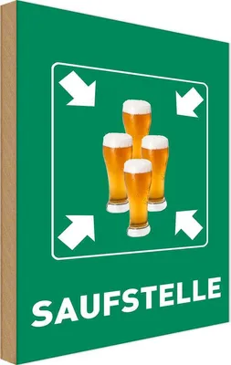 Produktbild von vianmo Holzschild 18x12 cm Alkohol Saufstelle Biergläser Bier