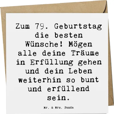 Produktbild von Mr. & Mrs. Panda Deluxe Karte Spruch 79. Geburtstag - Weiß - Geschenk, siebzigsten, Happy Birthday, Geburtstagsglück, Klappkarte, Geburtstagsfeier, anlasskarte, faltkarte