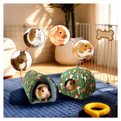 Produktbild von Höhle und Bett für Hamster | 2 Stück Hängematten für Chinchillas und Hamster – Schlafplatz für Kleintiere – geeignet für Kaninchen, Frettchen und andere Haustiere