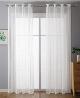 2er-Set Voile-Ösengardinen, transparent, Bleiband, 225 x 140 cm, weiß