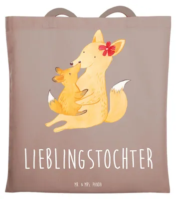 Produktbild von Mr. & Mrs. Panda Tote Bag Fuchs Mama - Braun Pastell - Geschenk, Tochter, Laptoptasche, Muttertag, Schultasche, Einkaufstasche, Tasche, Schoß, Mutter, Shopping, canvas