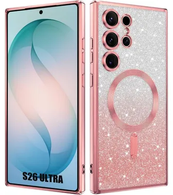 Image de Coque pour Samsung Galaxy S26 Ultra, Protection Scintillante avec Anneau Magnétique Rose