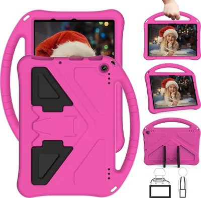 Produktbild von Kinder Hülle für Amazon Fire HD 10 / 10 Plus 10.1" 11th Gen 2021, Eva Leichte Stoßfeste Faltbarem Ständer, Kids Griff Schutzhülle Rosa