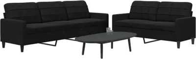 Produktbild von ZMH 2-tlg. Sofagarnitur mit Kissen Schwarz Samt