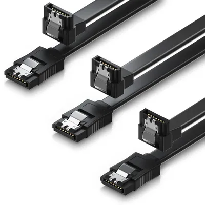Produktbild von deleyCON SATA III Kabel Set 50cm 90° L-Type, 3 Stück - Schwarz