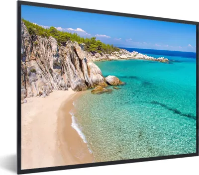 Produktbild von MuchoWow® Gerahmtes Poster Meer - Strand - Sommer 80x60 cm - Poster mit Schwarzem Bilderrahmen Wandposter Rahmen Foto Bilder - Schwarzem - Mit Gestell
