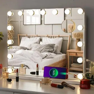 Obrázek produktu pro Hollywoodské zrcadlo s osvětlením – líčení – 3x zvětšení – 58 x 48 cm – USB port