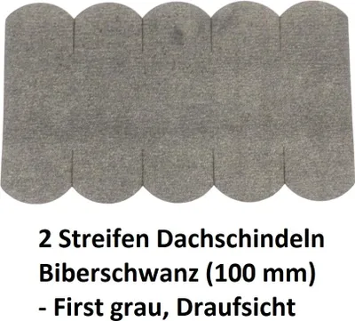Obrázek produktu pro 2 pásy hladkých střešních šindelů (100 mm) - šedý hřeben