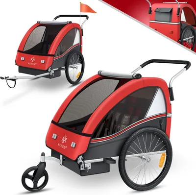 Produktbild von KESSER® Kinderanhänger Fahrradanhänger Sport-RX 2 in 1 Joggerfunktion Kinderfahrradanhänger + 5-Punkt Sicherheitsgurt 360°-Vorderrad Jogger Buggy Fahrrad Anhänger für 1 bis 2 Kinder max. 40kg