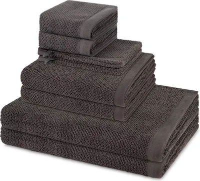 Produktbild von Möve Bliss 2 X Wasch- 2 X Gäste- 2 X Dusch- 2 X Handtuch im Set Extra weich mit angenehmem Massageeffekt, Moderne Perlstruktur und breiter Saum, Praktischer Kordelaufhänger für einfache Aufbewahrung