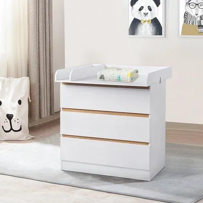 Produktbild von Famanu Wickeltisch – Hochwertige Holzkommode – 80x48x75 cm – Weiß