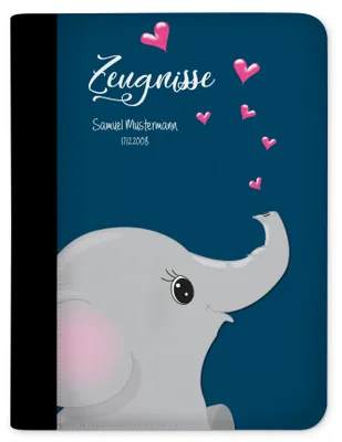 Produktbild von Zeugnismappe, Dokumentenmappe, Ordner A4, Elefant Blau