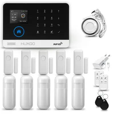 Image de Système d'alarme sans fil - WiFi et GSM 4G - 5 détecteurs de mouvement - Sirène de 105 dB - Pour maison