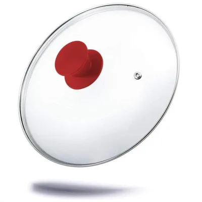 Produktbild von Famanu Glasdeckel Ø 32 cm - hitzebeständig, spülmaschinenfest, mit Dampfauslass, rot