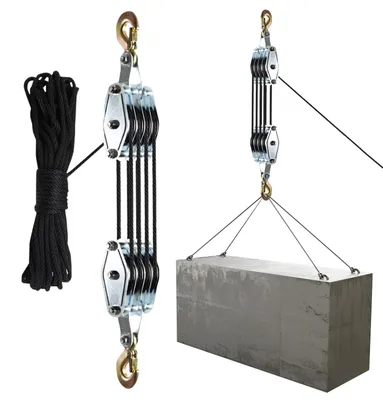 Flaschenzug 8:1, 4400 LBS Bruchfestigkeit, 20 m Seil, Metalllager