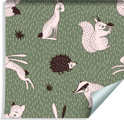 Produktbild von 10m VLIES TAPETE Rolle Kinderzimmer Frühliche Waldtiere Natur XXL
