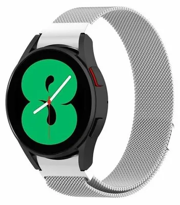 Produktbild von By Qubix passend für Samsung Galaxy Watch 4 - 40mm / 44mm - Milanaise-Armband (runde Verbinder) - Silber