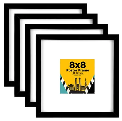 Fotolijst 20x20 cm, 4er Set, MDF, Acrylglas, Wandmontage