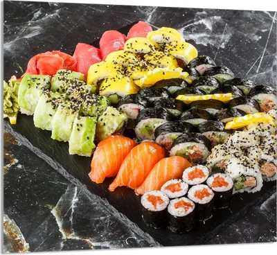 Produktbild von GLASPLATTE FÜR KÜCHE 65x60 Sushi