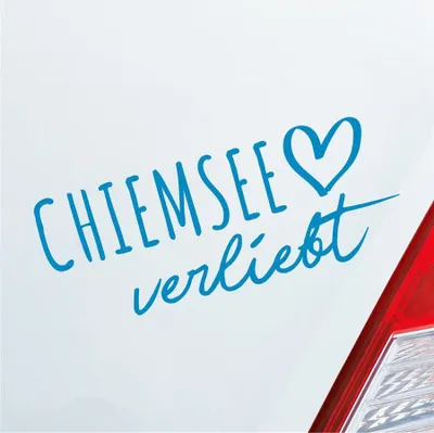 Produktbild von Auto Aufkleber Chiemsee verliebt Herz See Sea Liebe Car 19x8 cm Hellblau Sticker Heckscheibenaufkleber