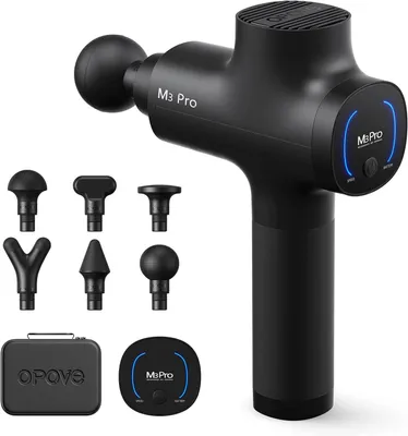 Produktbild von OPOVE M3 Pro 2 Massagepistole mit 6 Aufsätzen, 5 Geschwindigkeiten, LED-Display, 2500 U/min, 12 mm Amplitude, 2600mAh Akku, leichte Muskelmassagegerät
