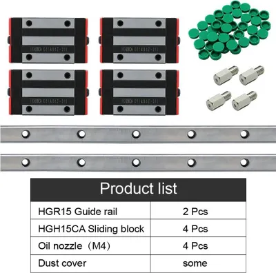Obrázok produktu pre Lineárna koľajnica, oceľová konštrukcia, kompatibilná s CNC, 2 HGR15 4 HGH15CA, 1400 mm